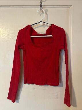 H&M Ribbed Scoop Neck Long Sleeve